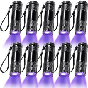 lot 14459 image: ROCEEI 10 Pieces UV Blacklight Flashlights, LED Lights, Handheld Blacklight, Mini Torch Detector, Portable UV Flashlight for Pets (Purple Light)