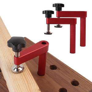 lot 14462 image: TRUTOPWAY 2 Pack 34(19mm) Stable Fast Hold Bench Dog Hole Clamps,Adjustable Aluminum Table Clamp for 34 inch Dog Hole,Woodworking Quick Clamping for MFT Table with Protective Pads