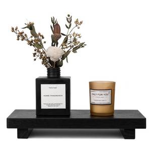 lot 14467 image: zoocatia Small Wood Tray Pedestal Stand Farmhouse Bathroom Decor Decorative Wooden Riser Kitchen Soap Dish Holder for Vanity, Counter, Sink, 10 x 4.5 - Black