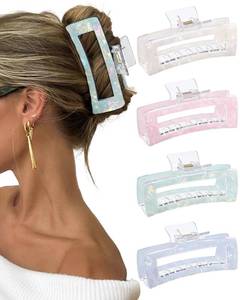 lot 14470 image: Molans 5Inch Large Hair Claw Clips 4 PCS for Women - XL Acrylic Hair Accessories for Thick Hair and Long Hair, Big Strong Durable Hair Applique, Oversized Non-slip Rectangle Butterfly Jaw Hair Clips