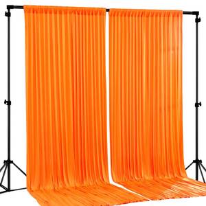 lot 14477 image: Orange Backdrop Curtain 2 Panels-Wrinkle-Free Champagne Curtains Polyester Photography Drapes for Baby Shower Birthday Party Photo Background Backdrop Stand- 8 X10FT (Orange)