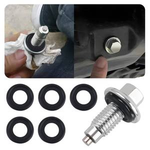 lot 14480 image: M121.75 Car Magnetic Oil Drain Plug with 5PCS Oil Drain Plug Gasket OEM#EJ7Z-6730-A,Sturdy Magnetic Oils Pan Drains Plugs Compatible with GMC Ford,Essential Car Oils Plugs Bolt (Magnetic M12)