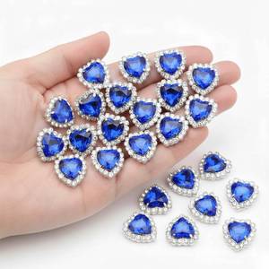 lot 14482 image: Heart Flatback Rhinestones Buttons 32Pcs Heart Charms for Nails,Sew on Rhinestone Embellishments Diamond Crystal Rhinestones for Wedding Clothing Crafting Jewelry Gift Making 18MM Blue