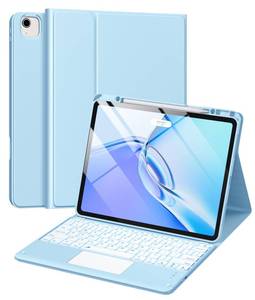lot 14484 image: Harvopu for iPad Air 13 inch & Pro 12.9 Case with Keyboard - Multi-Touch Trackpad, 7 Colors Backlit, Detachable Keyboard Cover for iPad Pro 12.9 (6th, 5th, 4th, 3rd gen), Air 13 M4M3M2 (Sky Blue)