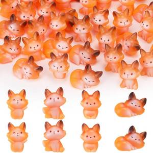 lot 14486 image: Geelin 60 Pcs Mini Resin Fox Figures Bulk Cute Miniatures Figurines Tiny Woodland Animal Tabletop Tray Statue Woodland Animals Favors for Home Desktop Landscape Dollhouse Decor Adult Gift