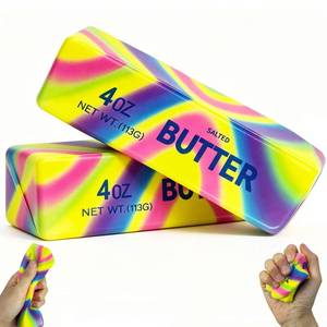 lot 14493 image: 2PCS Butter Squishy Stress Toy, Realistic Butter Stick Fidget, Slow Rising Soft Squeeze Toy for Adults Stress Relief & Anxiety Relief, Sensory Desk Toy & Gift for Office Home (Rainbow Colors)