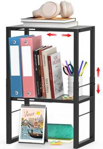 lot 19671 image: Locker Organizer Shelf, Metal Adjustable Width and Height, Ideal Locker for School, Office, and Gym Lockers, Extends Locker Storage Organization, Black
