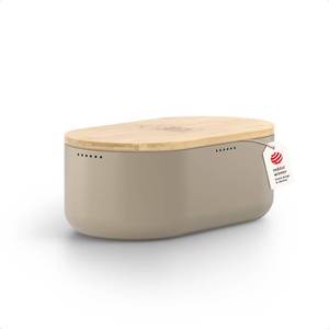 lot 19672 image: LARS NYS�M Bread Box I Metal Box for long lasting freshness I Bread Bin with bamboo lid usable as cutting board I 13.8x7.7x5.3 In (Walnut Brown)