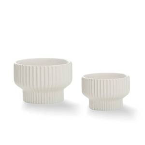 lot 19680 image: Puoyik 2 Piece Set of Flower Pots 86 inches, Ceramic Flower Pots with Drainage Holes, Indoor and Outdoor Plant Flower Planter (7.85.9 White)