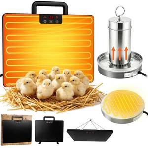 lot 19696 image: 2-in-1 Chick Brooder Plate & Chicken Water Heater Kit, 200W Smart Brooder Heating Plate with Adjustable Temp & Timer, Chicken Water Heated Base for Waterer, 16 x 12 Brooder Heater for Small Poultry