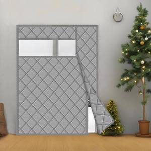 lot 19700 image: Wohomzy No Magnetic Thermal Door Curtain Fits Doors Size 60x82��Curtain Size 63x84, Insulated Curtain Side Open, Visible Panels, Keep Warm in Winter Cool in Summer,Diamond Pattern,Gray