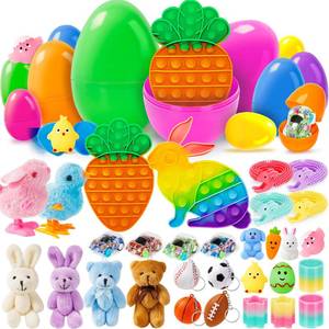 lot 19701 image: IJIGU 30 Pack Prefilled Easter Eggs with Toys, Bulk Mix 4 Sizes Plastic Easter Eggs with Toys Inside, Surprise Eggs for Easter Hunt, Easter Basket Stuffers, Party Favors for Kids