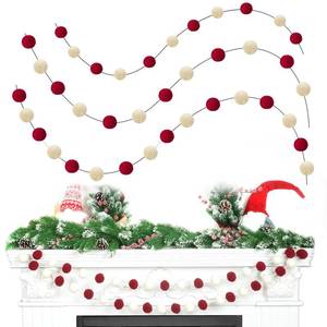 lot 19702 image: TBD Decor 3pk Red Pom Pom Garland 20FT Colorful Large Felt Ball Garland for Mantle,Indoor Holiday Wedding Birthday Party Supplies