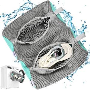 lot 20008 image: Shoe Bag for Washing Machine, Sneaker Cleaning Bag 2 PCS Set Grey, Fluffy Fiber Inside, Large Size Shoe Washing Machine Bag, 360 Laundry Bag for Tennis Gym Running Trainers Hiking