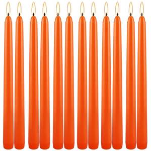 lot 20013 image: 10 Inch Orange Slender Taper Candles Set - 12 Pcs Dripless, Smokeless with Cotton Wick, Ideal for Halloween,Thanksgiving,Dinner, Weddings & Home Decor.