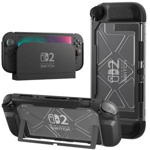 lot 20016 image: GLDRAM Mecha Case for Nintendo Switch 2 (2025), Dockable Hard Shell PC Protective Case with PU Grip Cover for Switch 2 Console & Controller Accessories - Integrated Type