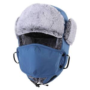 lot 20031 image: Connectyle Mens Warm Winter Hat with Ear Flaps Face Mask Faux Fur Trooper Trapper Hat Outdoor Ushanka Russian Hat Blue