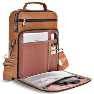 lot 20415 image: 11 inch Leather iPad Bag for 2026 iPad Pro 11 M4 M5 & Air 11 M4 M3 with Magic Keyboard, Fire HD 10Max 11, Protective Travel Sleeve Case Pouch Padded Carrying Bag, Brown