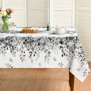 lot 20439 image: Horaldaily Spring Tablecloth 60�84 Inch Rectangular, Eucalyptus Floral Grey Table Cover for Party Picnic Dinner Decor