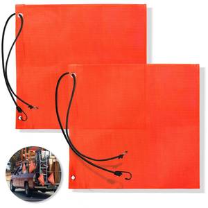 lot 20443 image: Anley 18x18 Inch Orange Warning Sign Safety Flags for Truck, Trailer, Car & Oversize Load Vehicle - Grommets and Bungee Cords - Vinyl Coated Nylon, Mesh Construction & Bright Color (Pack of 2)