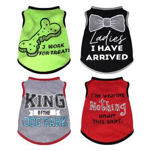 lot 20448 image: hoyuwak 4 Pieces Pet Shirts Funny Dog Printed Clothes Cool Breathable Puppy Sleeveless Vests Dog Outfit for Summer Medium-Large