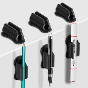lot 20464 image: Adhesive Pen Holder for Wall Pencil Holder for Desk Organizer, 6Pack Silicone Pen Holders for Clipboard, Marker Holder Sticky Pen Holder for Desk, Office Teacher Supplies Stylus Holder (6 black)
