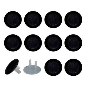 lot 20485 image: 12 Pack Pure Black Outlet Covers Baby Proofing Child Proof Plug Covers for Electrical Outlets Easy Install Outlet Plug Covers