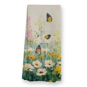 lot 20496 image: TopXmai Farmhouse Spring Floral Butterfly Kitchen Towels, Cottagecore Wildflower Dish Tea Towels for Kitchen Decor, Vintage Spring Nature Flower Hand Towel for Bathroom Decor, 16x24 Inch
