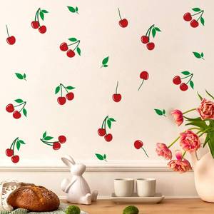 lot 20497 image: Cute Cherry Wall Stickers- Fruit Wall Decals Peel and Stick DIY Removable Cherry Decor for Living Room Bedroom Kitchen Bathroom (Red)