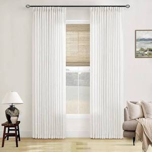 lot 1472 image: Two Drapes US Beige White 40x102 Linen Curtain Panel X004B11IDD