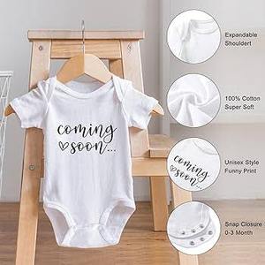 lot 14061 image: Pregnancy Announcement Infant Bodysuit Coming Soon,0-3 months Baby Coming Soon Reveal Ideas