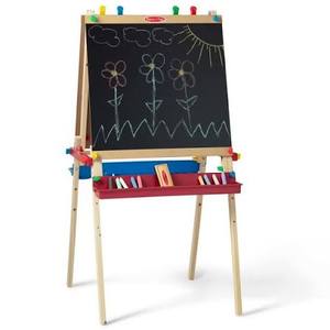 lot 19646 image: Melissa & Doug Deluxe Standing Art Easel with Chalkboard and Whiteboard