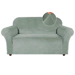 lot 1513 image: Turquoize Velvet Loveseat Covers Stretch Love Seat Couch Covers for 2 Cushion Couch Velvet Sofa Cover with Non Slip Elastic Bottom Furniture Cover Crafted from Soft Fabric (Loveseat, Sea Grass)