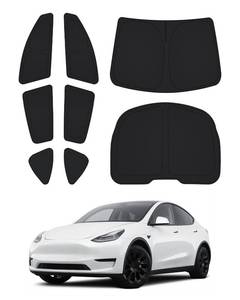 lot 1541 image: Canvcle Windshield Sun Shade for Tesla Model Y 2020-2024 Accessories Side Rear Window Shade Cover Set Window Sun Visor Blocker Privacy Cover for Camping Keep Vehicle Cool Black 8PCS (Not for Juniper)