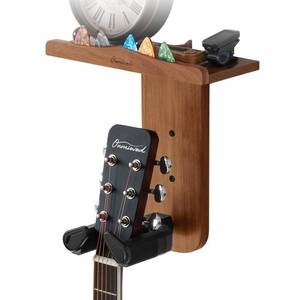 lot 1552 image: Onmiwod Guitar Wall Mount, Auto Lock Guitar Hanger, Wood Guitar Wall Hangers Shelf with Pick Holder, Guitar Holder Wall Mount for Acoustic, Electric Guitar, Ukulele, Bass, Mandolin Gift