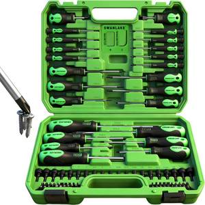 lot 1567 image: SWANLAKE 86PCS Magnetic Screwdriver Set,Includes SlottedPhillipsTorx Mini Precision Screwdriver, Replaceable Screwdriver Bits and nut drivers With Sturdy tool box