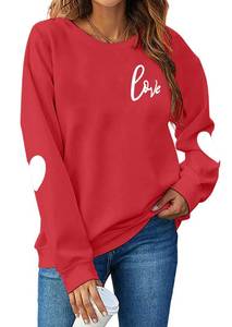 lot 2115 image: Love Letter Print T Shirt Women Funny Valentines Day Tee Shirt Love Heart Graphic Long Sleeve Tops (Red, XX-Large)