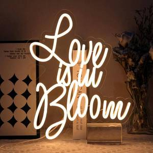 lot 2125 image: Virlusy Love is in Bloom Neon Sign for Wall Decor Dimmable Led Lights Signs Letters Signs for Bridal Shower Warm White Neon Light Room Decor for Wedding Engagement Christmas Party Gift 12.815.16 in