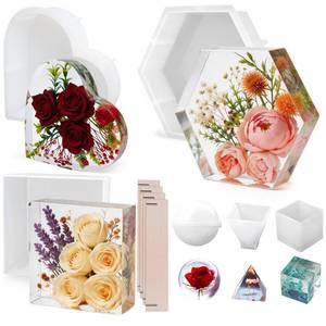 lot 2145 image: YOILES 3PCS Resin Molds Silicone,Epoxy Resin Casting Craft Mold for Flower Preservation Bookends DIY Art (3)
