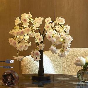 lot 2159 image: LITBLOOM Lighted Cherry Blossom Tree Pink 18IN 40 LED with Timer Artificial Tabletop Bonsai Tree Lights USB Plug or Battery Operated for Wedding Party Home Birthday Decoration