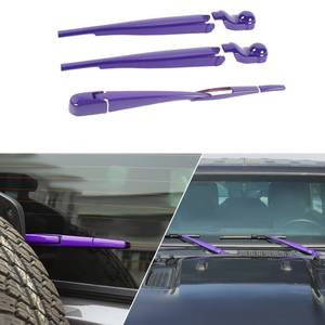 lot 2166 image: SQQP Front & Rear Window Windshield Wiper Arm Blade Decoration Cover Kit Fit for 2018-2026 Jeep Wrangler JL JLU & Gladiator JT (Purple)
