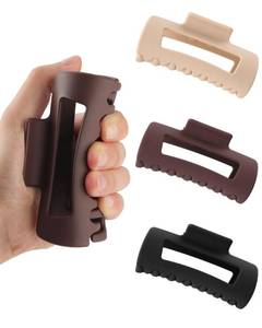 lot 2169 image: 3 Pcs Matte Silicone Hair Claw Clips Flexible Hair Clips Soft Bendable Hair Claw Clip for Women Cloud Squishy Claw Clip for Thin and Thick��Khaki  Black  Brown��