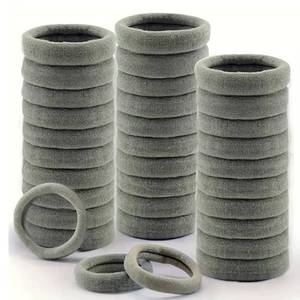 lot 2172 image: 100Pcs Thick Seamless Hair Bands Ponytail Binder Hair Accessory, Will Not Damage Thick Hair and Suitable For any Hair Type (Light Gray)