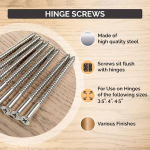 lot 2180 image: Hinge Outlet Satin Nickel Wood Screws, Heavy-Duty Screws for Doors, Cabinets, Furniture & DIY Projects (9 x 3 Inch �� 24 Pack)