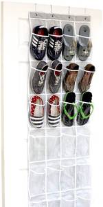 lot 2194 image: Simple Houseware 24 Pockets - Crystal Clear Over The Door Hanging Shoe Organizer, Gray (64 x 19)