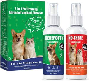 lot 2202 image: KAGZWXX Dog Potty Training Spray for Dogs & Puppies, No-Go Spray & Here Potty Training Spray, Puppy Potty Training Aid for Housebreaking, Safe Gentle Formula, Natural Indoor & Outdoor Use, 5Floz 2Pcs