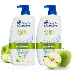 lot 2205 image: Head & Shoulders Anti-Dandruff Shampoo with 1% Pyrithione Zinc, Clinically Proven & Scalp Care Treatment, Fresh Green Apple Scent, 32.1 Fl Oz Each, 2 Pack