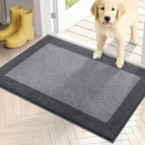 lot 2214 image: PURRUGS Dirt Trapping Door Mat 20 x 32, Non-Slip Washable Entry Mat, Dog Doormat, Front Door Mat, Super Absorbent Entrance Mat for Muddy Shoes & Paws, Light Grey & Grey