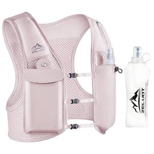 lot 2220 image: Zelvot Running Vest for Women Men, USA Original Patent, Adjustable Chest Straps Running Hydration Vest with 500ml Soft Flask, Breathable Reflective Hydration Backpack for Hiking (Pink, ML)