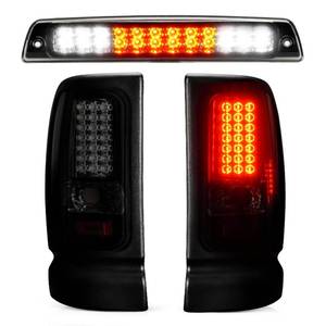 lot 3234 image: Bomusou LED Tail Light  3rd Brake Light Kit Fit for Dodge Ram 1500 1994-2001, for Ram 2500 3500 1994-2002, Taillights and High Mount Stop Light, 3 Pcs, Smoke Lens